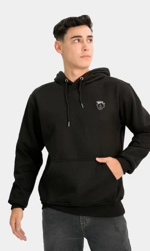 hoodie polera para hombre color NEGRO frontal