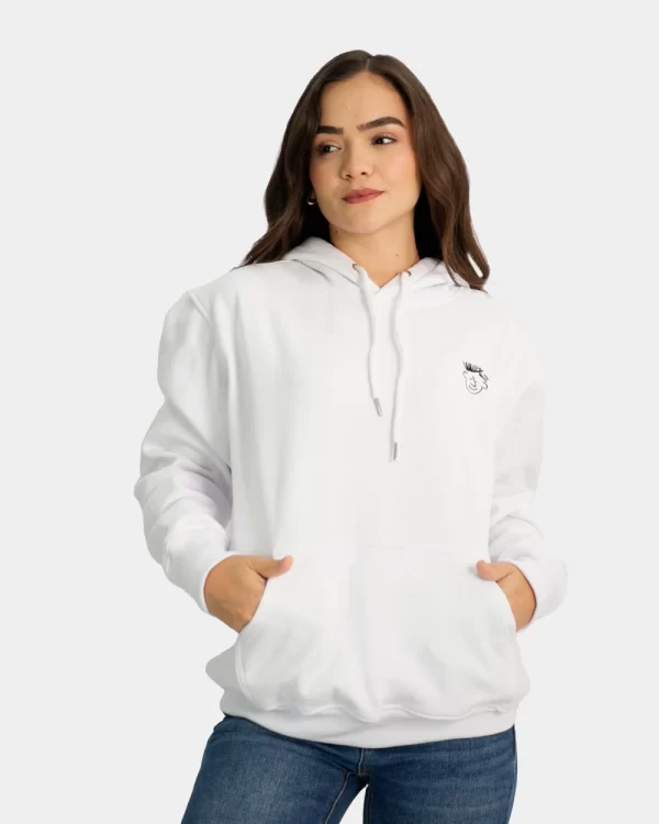 hoodie polera para mujer BLANCO frontal