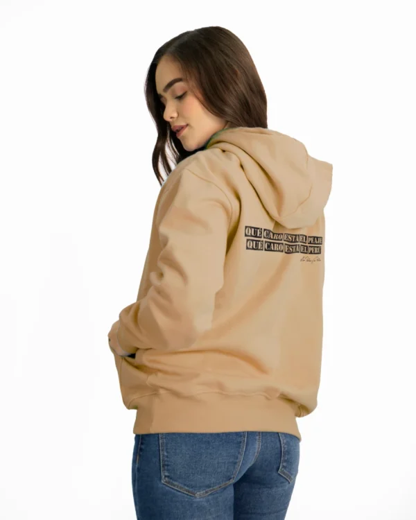 hoodie polera para mujer BEIGE espalda